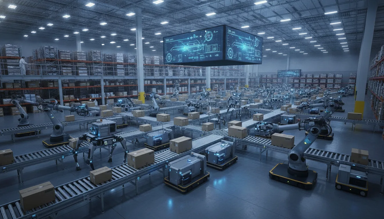 Armazém futurista com robôs e IA em operação no e-commerce | Imagine Company - Agência de Marketing e Vendas em Goiânia - GO - BRASIL