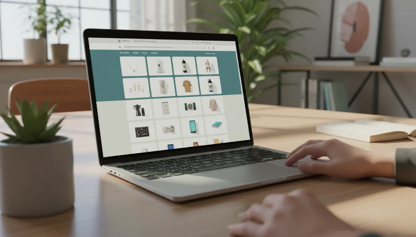 Pessoa usando laptop para acessar loja online, representando e-commerce | Imagine Company - Agência de Marketing e Vendas em Goiânia - GO - BRASIL