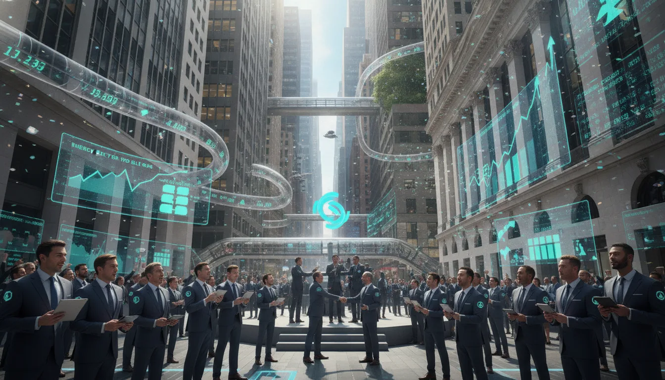Cena de Wall Street com gráficos digitais e investidores | Imagine Company - Agência de Marketing e Vendas em Goiânia - GO - BRASIL