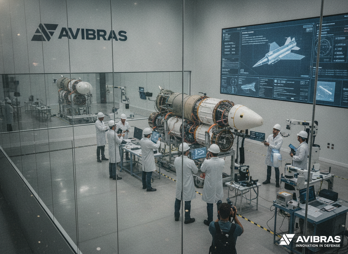 Engenheiros na Avibras analisam equipamento de defesa em laboratório | Imagine Company - Agência de Marketing e Vendas em Goiânia - GO - BRASIL