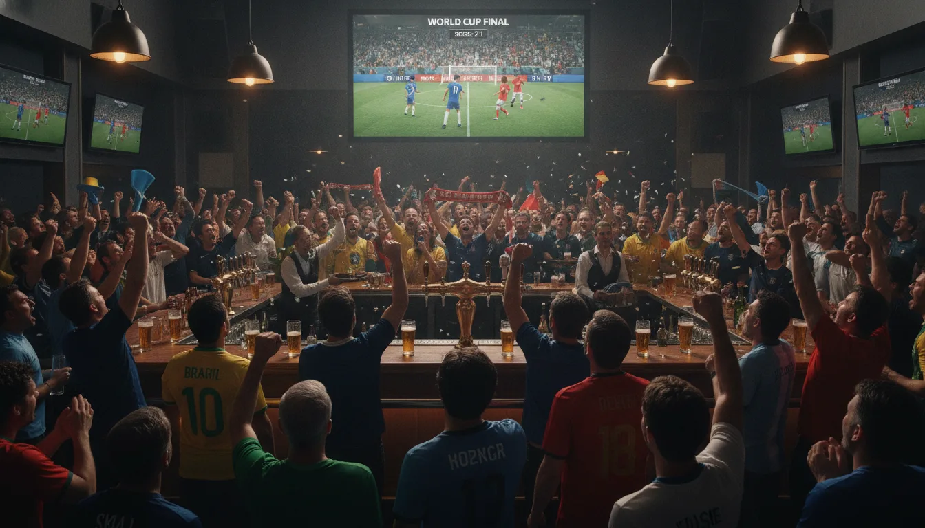 Pessoas vibrando em bar durante jogo da Copa do Mundo | Imagine Company - Agência de Marketing e Vendas em Goiânia - GO - BRASIL