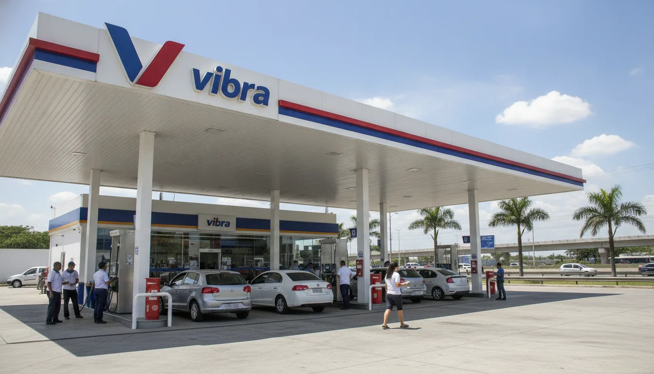 Posto de combustíveis Vibra com carros e clientes em dia ensolarado | Imagine Company - Agência de Marketing e Vendas em Goiânia - GO - BRASIL
