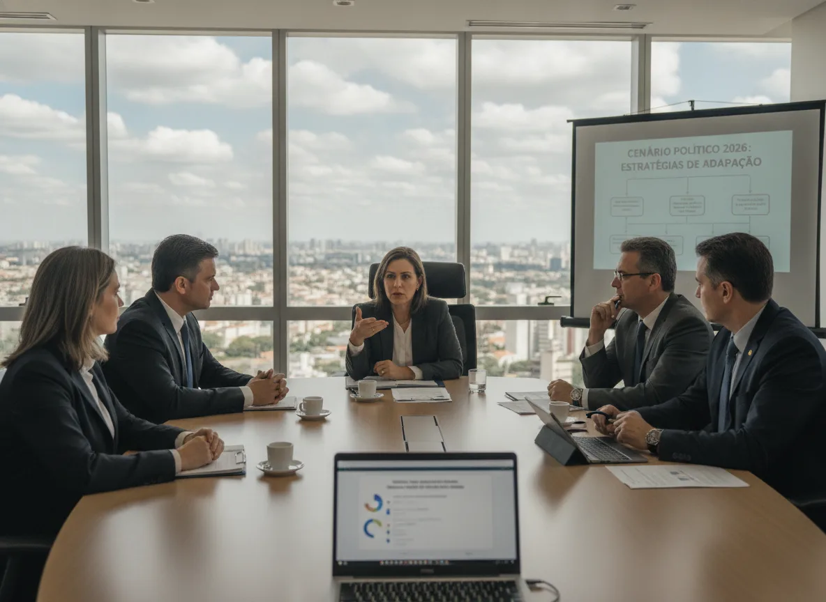 Grupo de executivos em reunião discutindo estratégias políticas | Imagine Company - Agência de Marketing e Vendas em Goiânia - GO - BRASIL