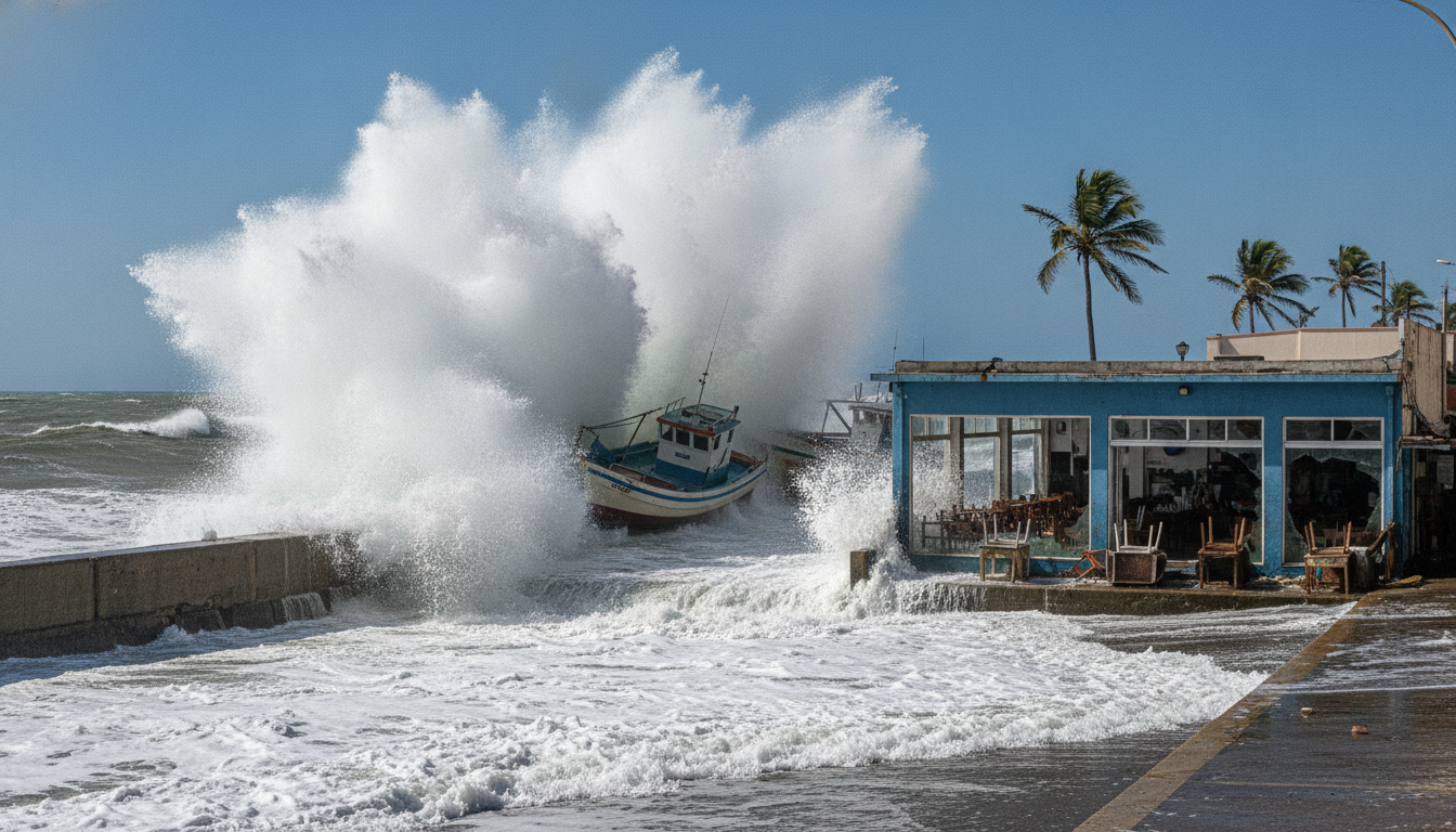 Ondas gigantes atingem barcos e um prédio no litoral sul de SC | Imagine Company - Agência de Marketing e Vendas em Goiânia - GO - BRASIL