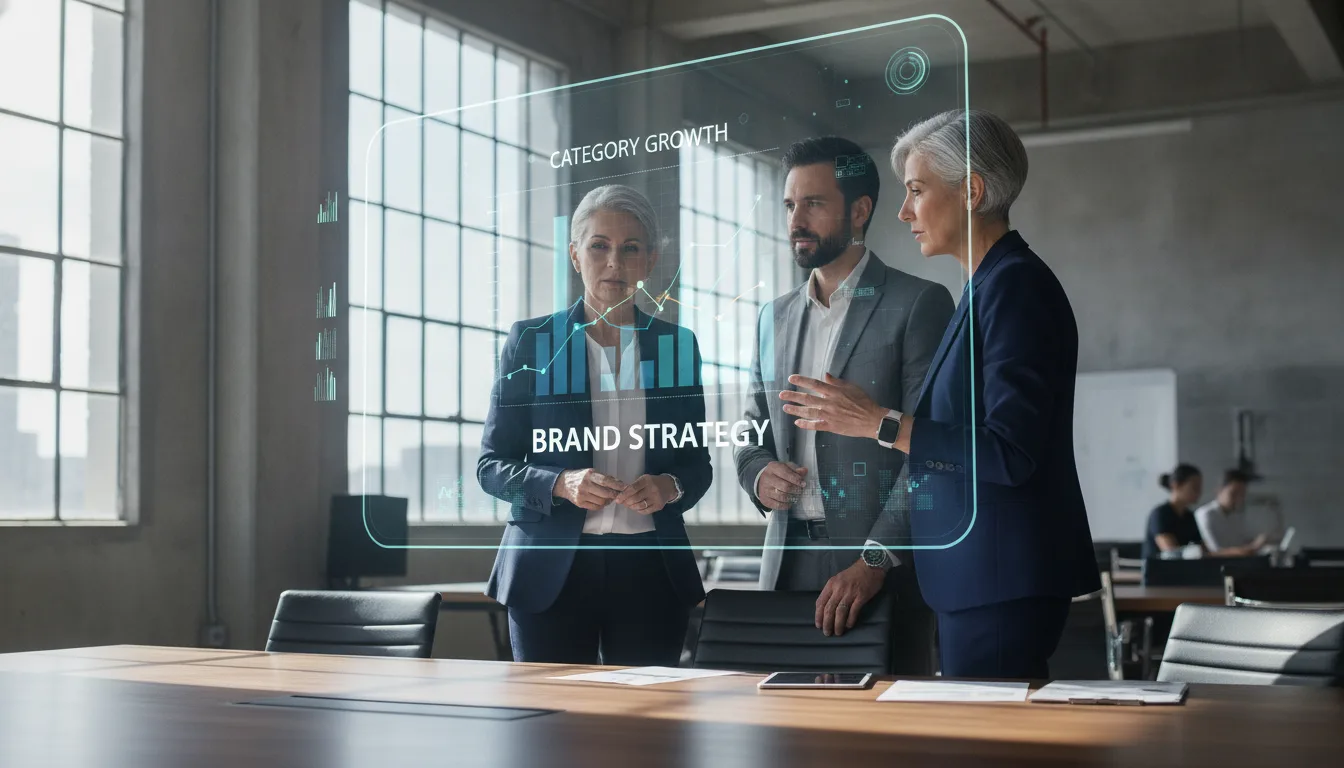 Três profissionais analisando estratégias de marca em um escritório moderno | Imagine Company - Agência de Marketing e Vendas em Goiânia - GO - BRASIL
