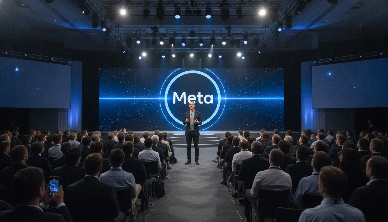 Mark Zuckerberg em palco discutindo IA em evento da Meta | Imagine Company - Agência de Marketing e Vendas em Goiânia - GO - BRASIL