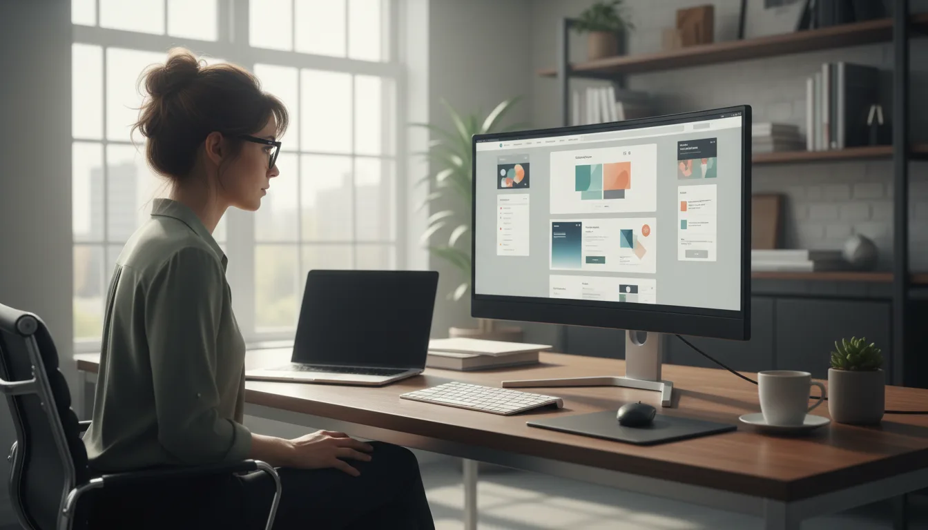 Mulher trabalhando em design de site no computador para melhorar UX. | Imagine Company - Agência de Marketing e Vendas em Goiânia - GO - BRASIL