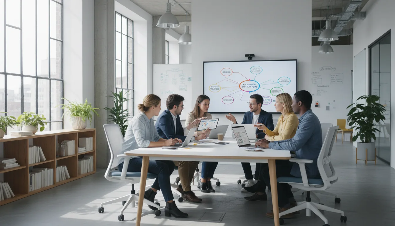 Pessoas em reunião sobre automação de marketing em 2024 | Imagine Company - Agência de Marketing e Vendas em Goiânia - GO - BRASIL