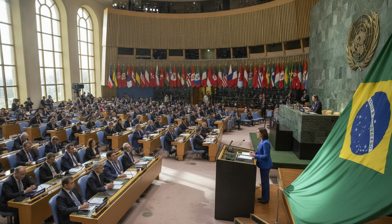Presidente Lula discursa na ONU com bandeira do Brasil em destaque | Imagine Company - Agência de Marketing e Vendas em Goiânia - GO - BRASIL