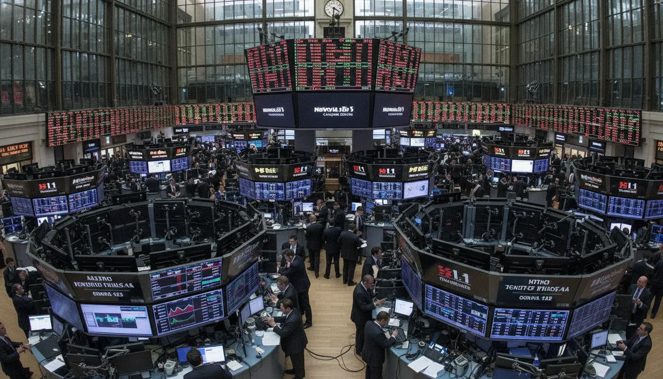 Imagem de uma bolsa de valores cheia de pessoas e telas exibindo cotações durante a 'Super Quarta' | Imagine Company - Agência de Marketing e Vendas em Goiânia - GO - BRASIL