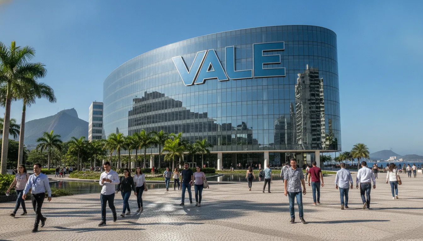 Fachada do edifício da Vale com pessoas caminhando em frente | Imagine Company - Agência de Marketing e Vendas em Goiânia - GO - BRASIL