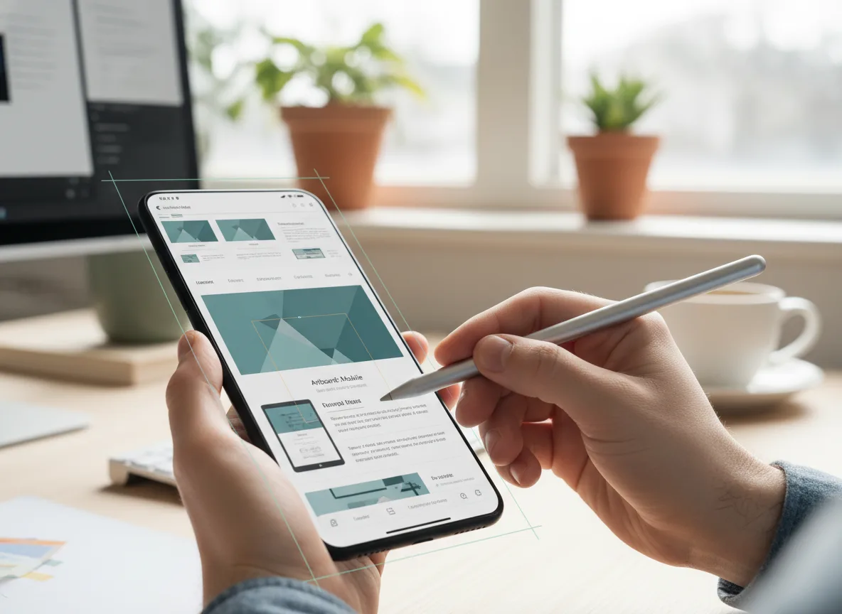 Pessoa usando smartphone para design de site com abordagem Mobile First | Imagine Company - Agência de Marketing e Vendas em Goiânia - GO - BRASIL
