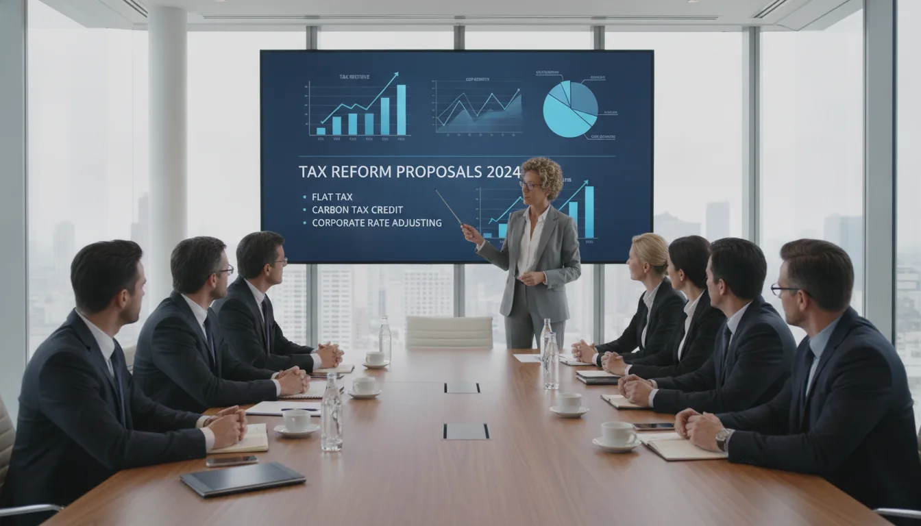 Pessoas em reunião discutindo gráficos de reforma tributária 2024 | Imagine Company - Agência de Marketing e Vendas em Goiânia - GO - BRASIL
