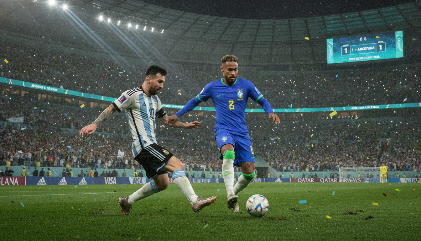 Neymar jogando contra a Argentina em estádio lotado | Imagine Company - Agência de Marketing e Vendas em Goiânia - GO - BRASIL