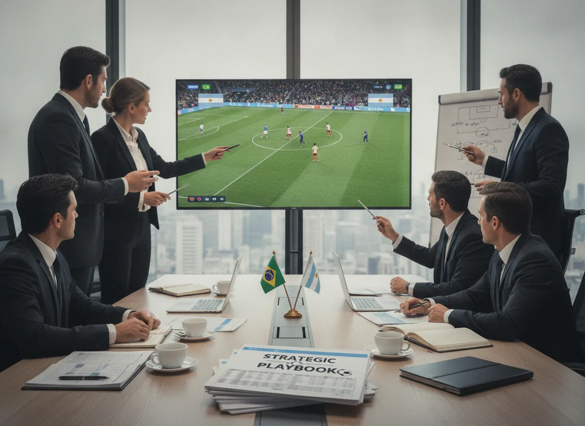 Grupo em reunião analisa partida de futebol com destaque para Neymar | Imagine Company - Agência de Marketing e Vendas em Goiânia - GO - BRASIL