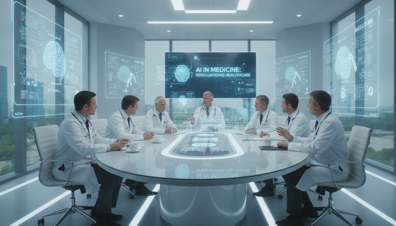 Médicos em reunião sobre inteligência artificial na saúde. | Imagine Company - Agência de Marketing e Vendas em Goiânia - GO - BRASIL