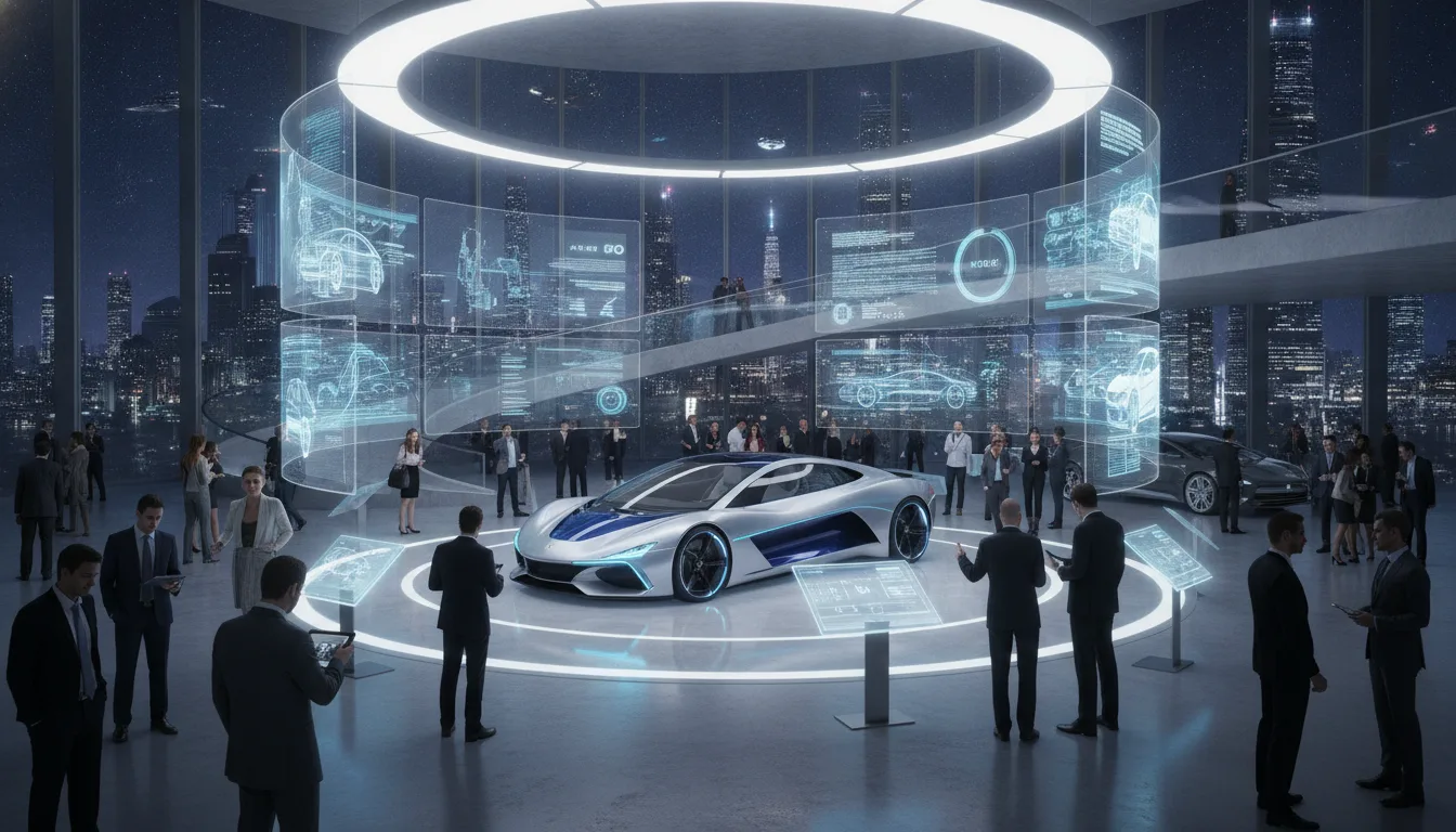 Evento futurista apresentando carro superhíbrido em ambiente tecnológico. | Imagine Company - Agência de Marketing e Vendas em Goiânia - GO - BRASIL
