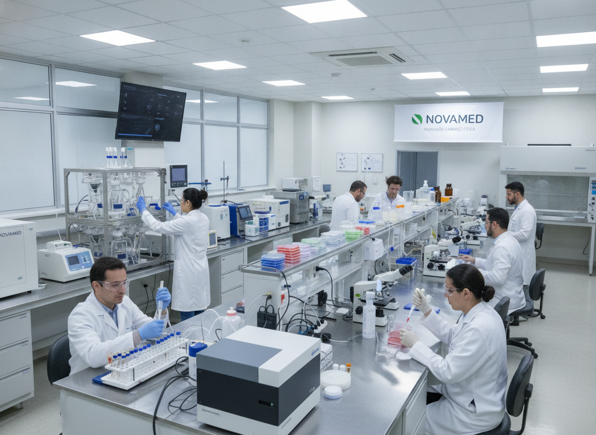 Equipe de cientistas trabalhando em laboratório da Novamed | Imagine Company - Agência de Marketing e Vendas em Goiânia - GO - BRASIL
