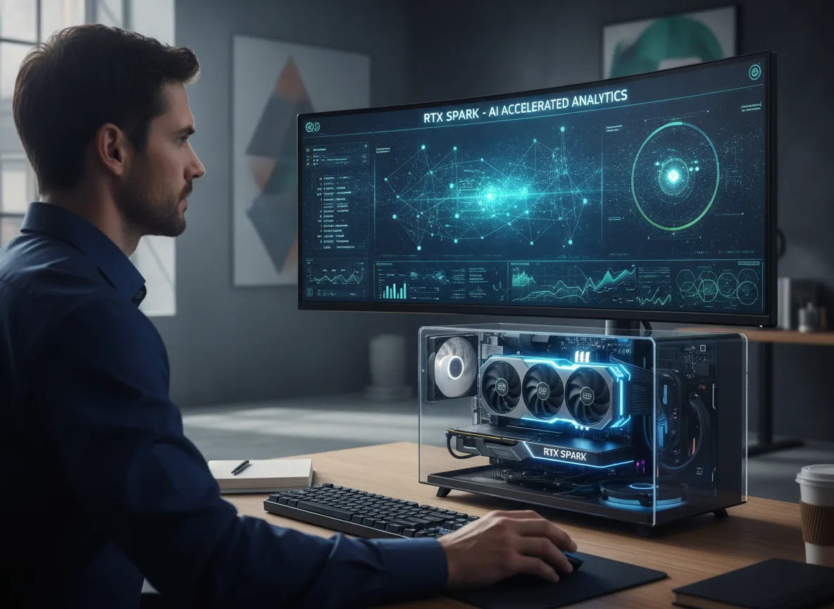 Homem observando tela com gráficos de IA em computador Nvidia | Imagine Company - Agência de Marketing e Vendas em Goiânia - GO - BRASIL