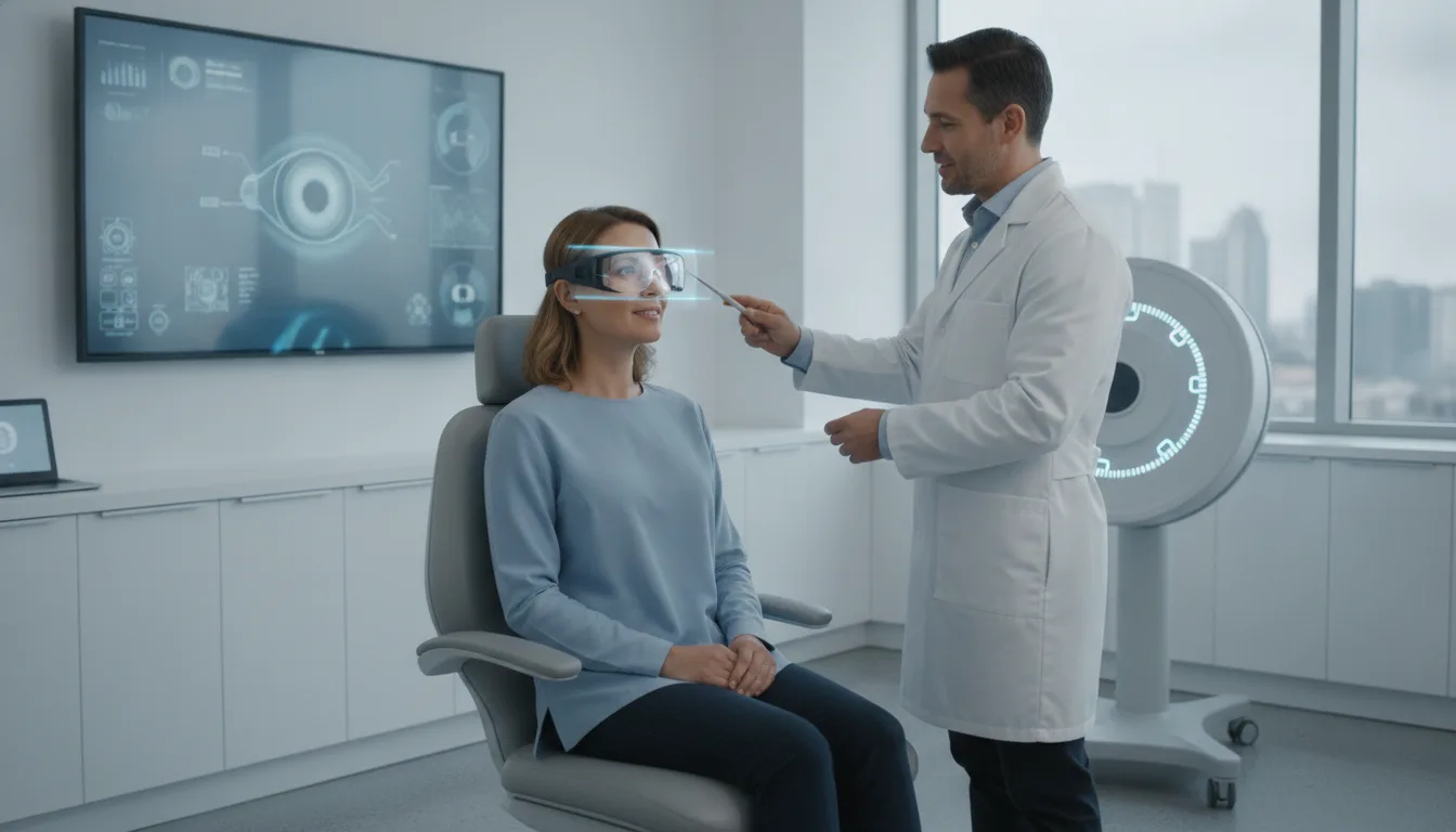 Médico com óculos de realidade aumentada simula cirurgia oftalmológica em paciente | Imagine Company - Agência de Marketing e Vendas em Goiânia - GO - BRASIL