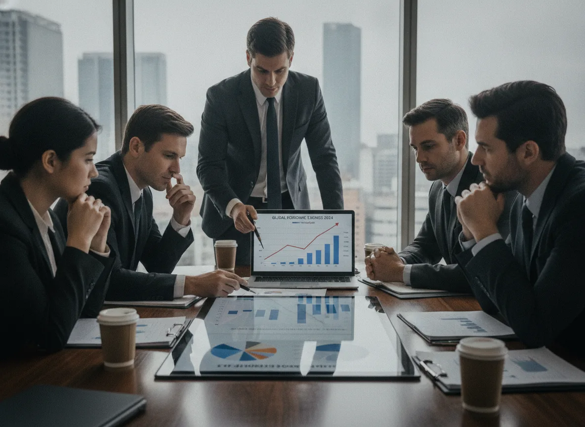 Executivos em reunião analisando gráficos em um laptop | Imagine Company - Agência de Marketing e Vendas em Goiânia - GO - BRASIL