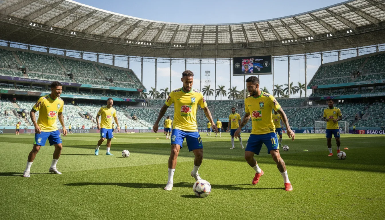 Jogadores da Seleção Brasileira treinando em campo, Neymar em destaque | Imagine Company - Agência de Marketing e Vendas em Goiânia - GO - BRASIL