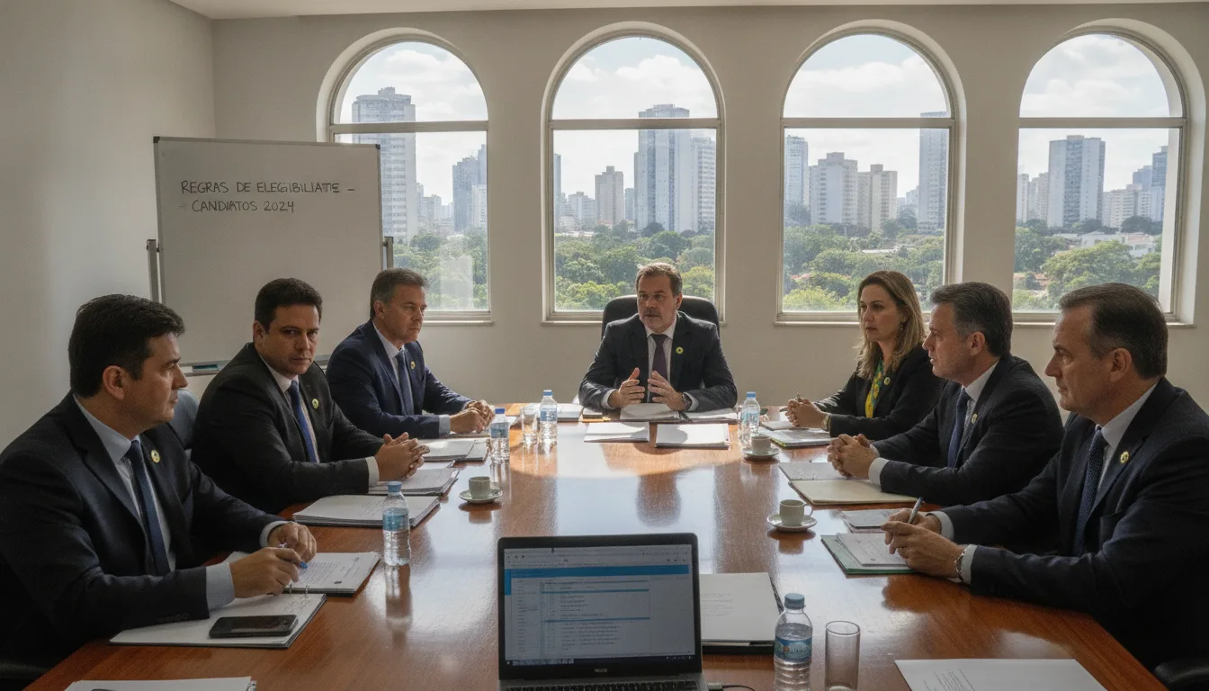 Líderes partidários em reunião sobre regras eleitorais em sala de conferência | Imagine Company - Agência de Marketing e Vendas em Goiânia - GO - BRASIL