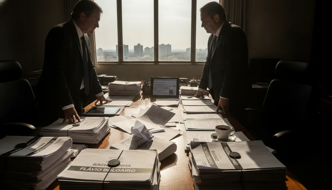 Dois homens analisam documentos em mesa de escritório | Imagine Company - Agência de Marketing e Vendas em Goiânia - GO - BRASIL
