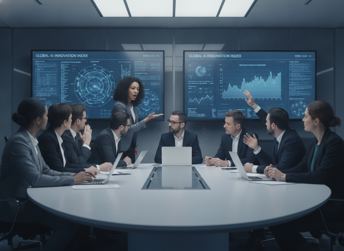 Reunião corporativa com discussão sobre inteligência artificial e riscos associados | Imagine Company - Agência de Marketing e Vendas em Goiânia - GO - BRASIL