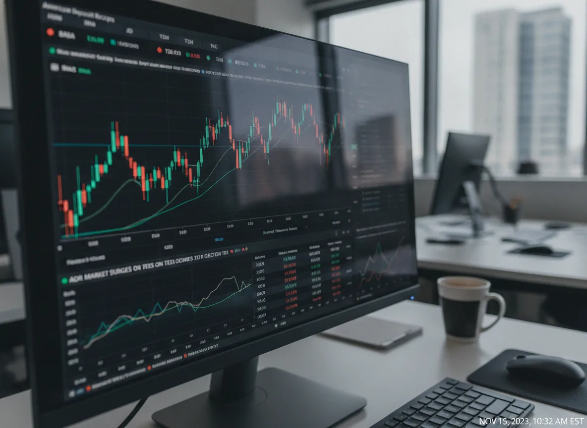 Gráfico de ações da Petrobras em alta em tela de computador | Imagine Company - Agência de Marketing e Vendas em Goiânia - GO - BRASIL