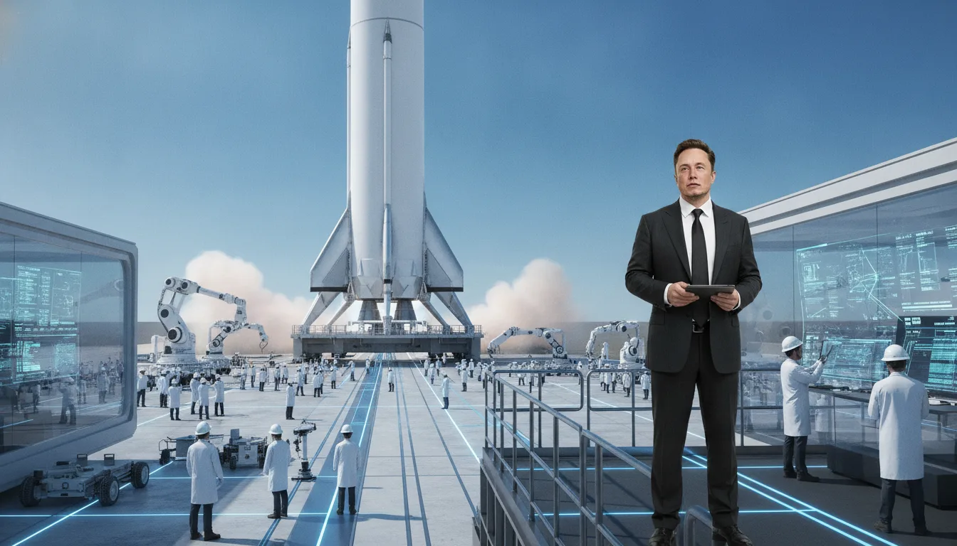 Homem de terno em frente a foguete e equipe de cientistas. | Imagine Company - Agência de Marketing e Vendas em Goiânia - GO - BRASIL