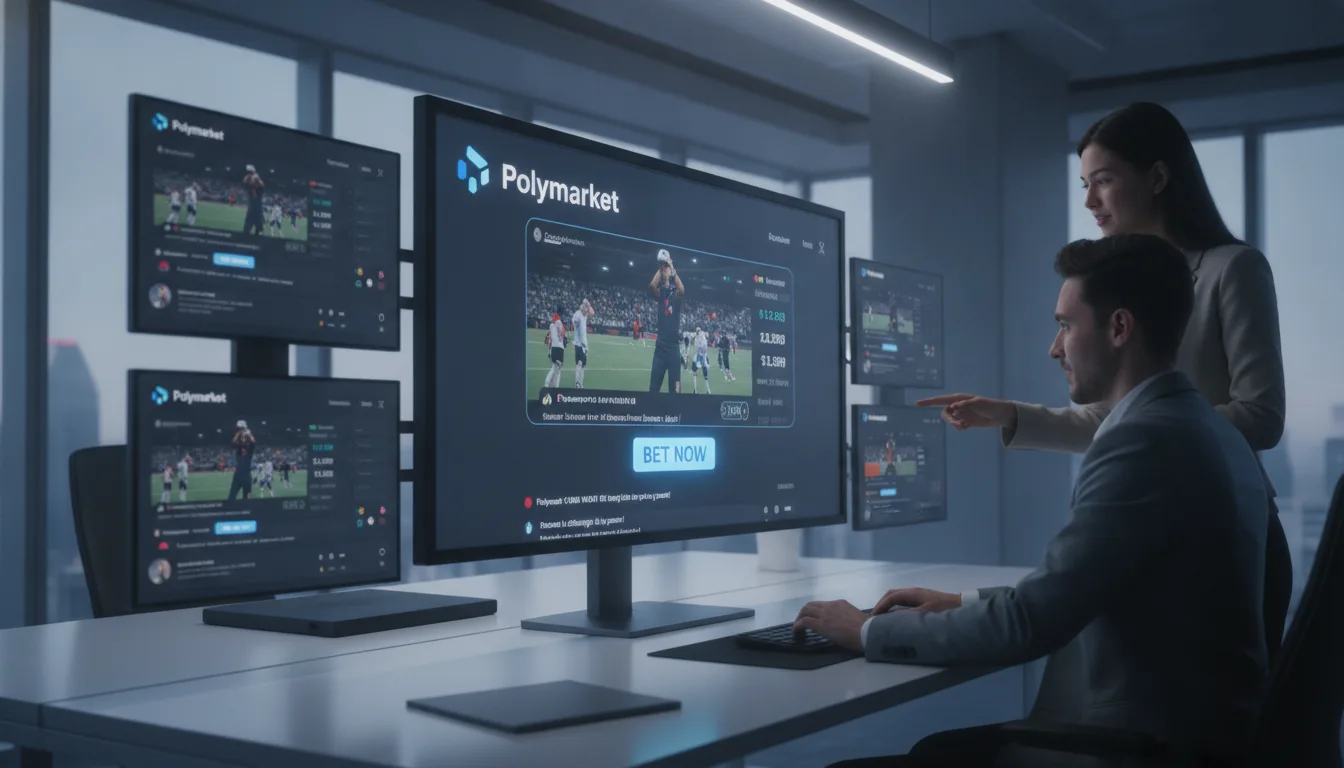 Pessoas analisando campanha de marketing da Polymarket em telas | Imagine Company - Agência de Marketing e Vendas em Goiânia - GO - BRASIL