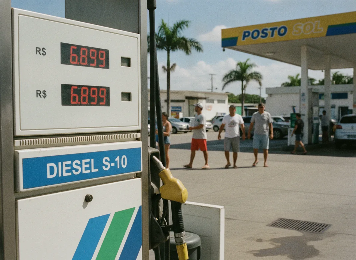 Bomba de combustível mostrando preço do Diesel S-10 em posto de gasolina | Imagine Company - Agência de Marketing e Vendas em Goiânia - GO - BRASIL