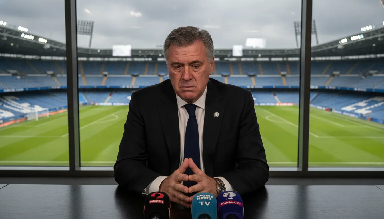 Ancelotti em coletiva de imprensa no estádio, pós-eliminação do Brasil | Imagine Company - Agência de Marketing e Vendas em Goiânia - GO - BRASIL