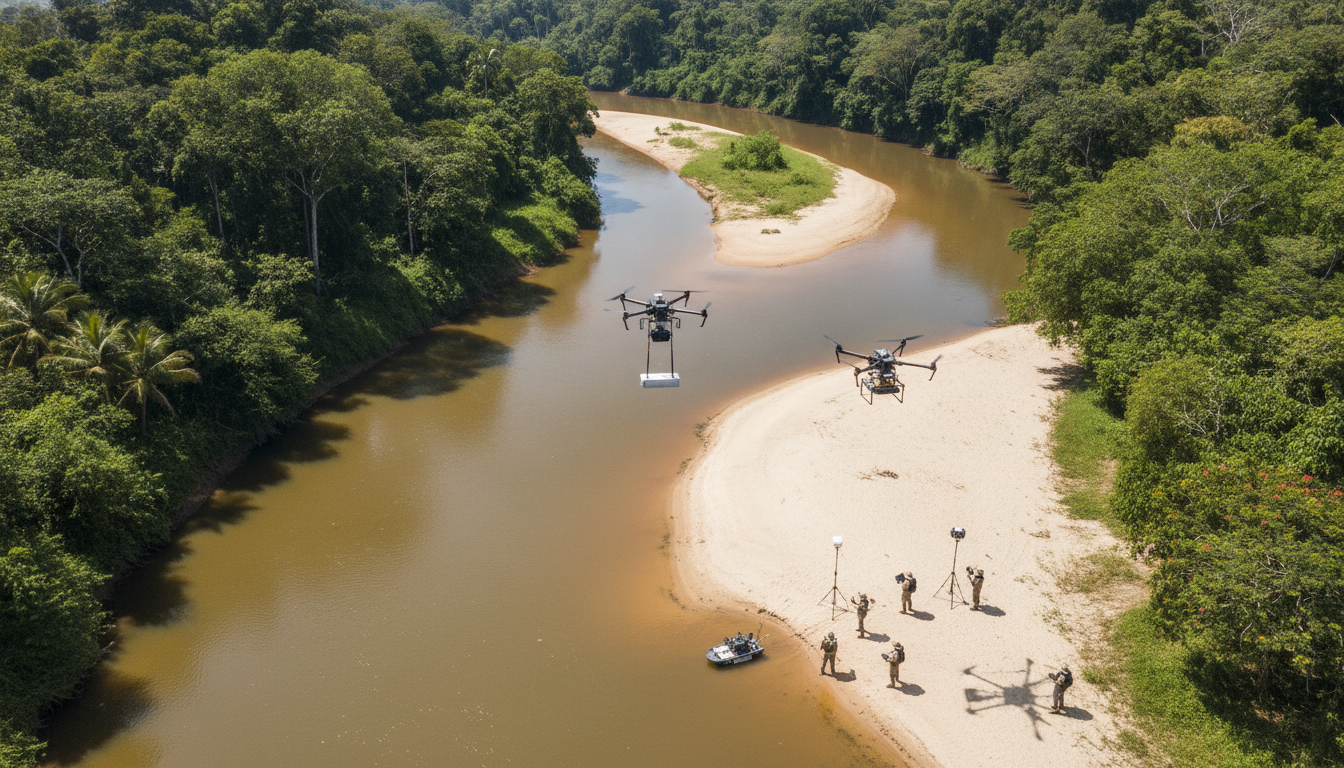Drones e pesquisadores no Rio Araguaia em estudo de peixes. | Imagine Company - Agência de Marketing e Vendas em Goiânia - GO - BRASIL