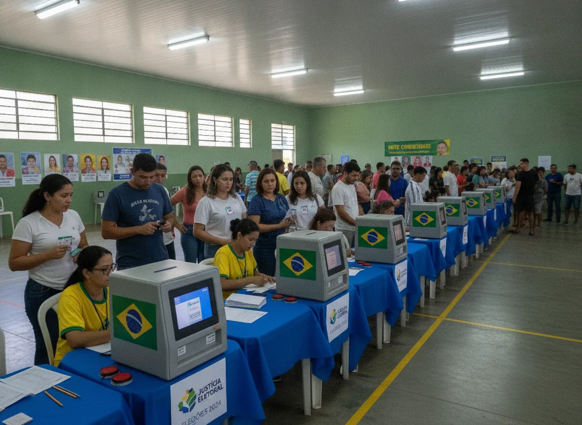 Eleitores em fila votando em urnas eletrônicas em pesquisa Quaest | Imagine Company - Agência de Marketing e Vendas em Goiânia - GO - BRASIL