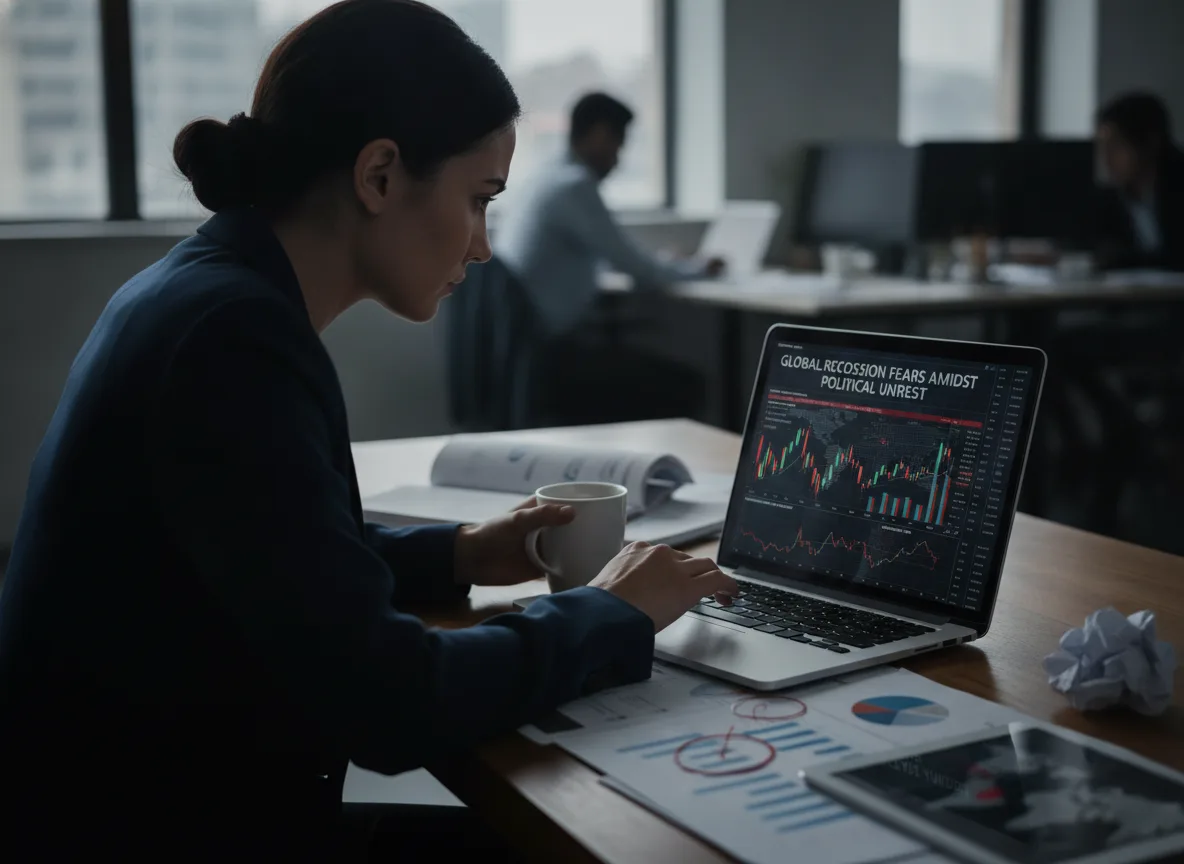 Pessoa analisando gráficos de mercado em laptop durante crise política. | Imagine Company - Agência de Marketing e Vendas em Goiânia - GO - BRASIL