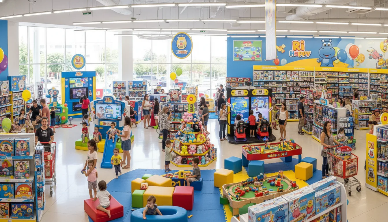 Interior da loja Ri Happy com brinquedos e área de entretenimento para crianças | Imagine Company - Agência de Marketing e Vendas em Goiânia - GO - BRASIL