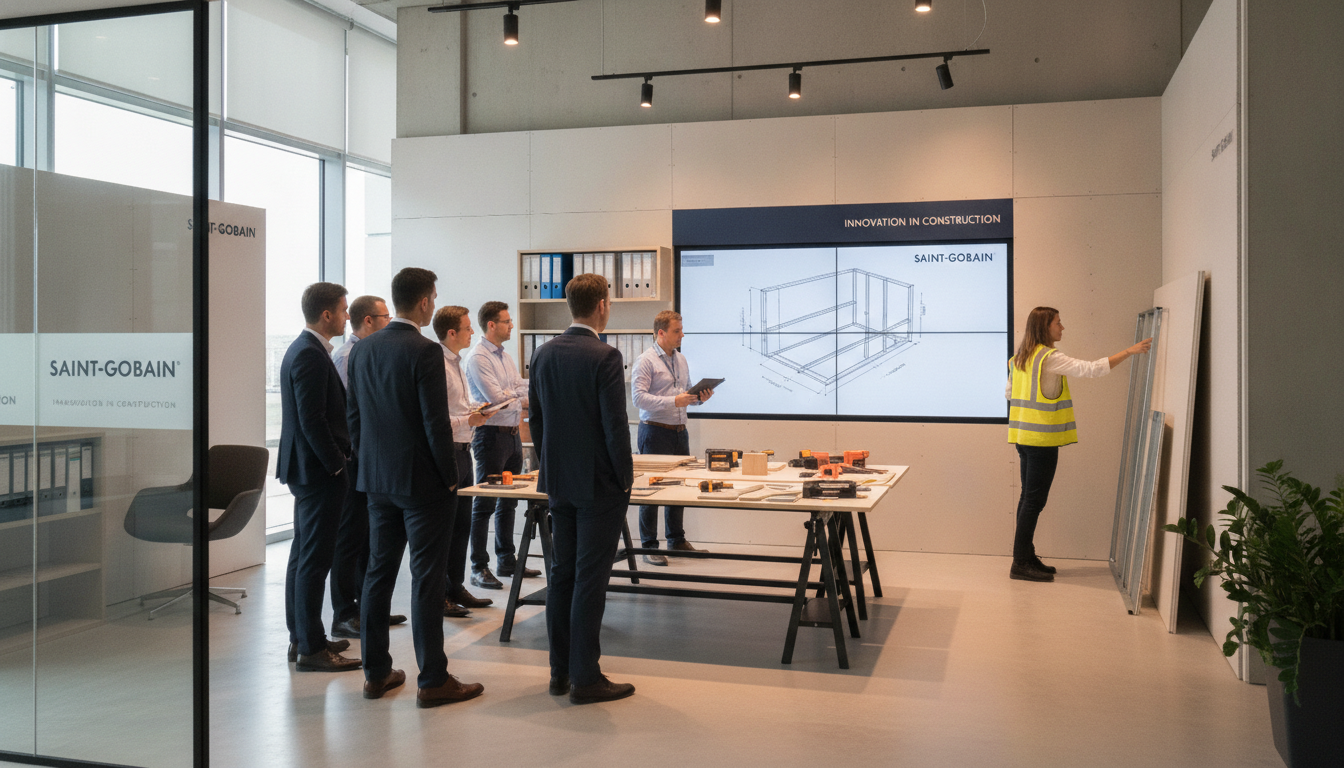 Funcionários da Saint-Gobain participam de sessão de treinamento em sala moderna | Imagine Company - Agência de Marketing e Vendas em Goiânia - GO - BRASIL