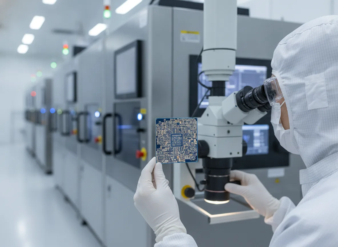Engenheiro analisa chip em laboratório de tecnologia avançada | Imagine Company - Agência de Marketing e Vendas em Goiânia - GO - BRASIL