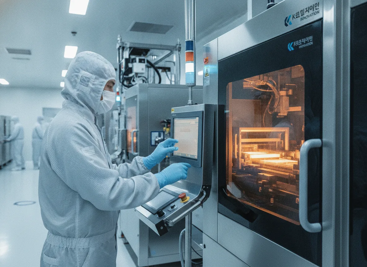 Funcionário em fábrica de chips de IA da Samsung Hynix na Coreia do Sul | Imagine Company - Agência de Marketing e Vendas em Goiânia - GO - BRASIL