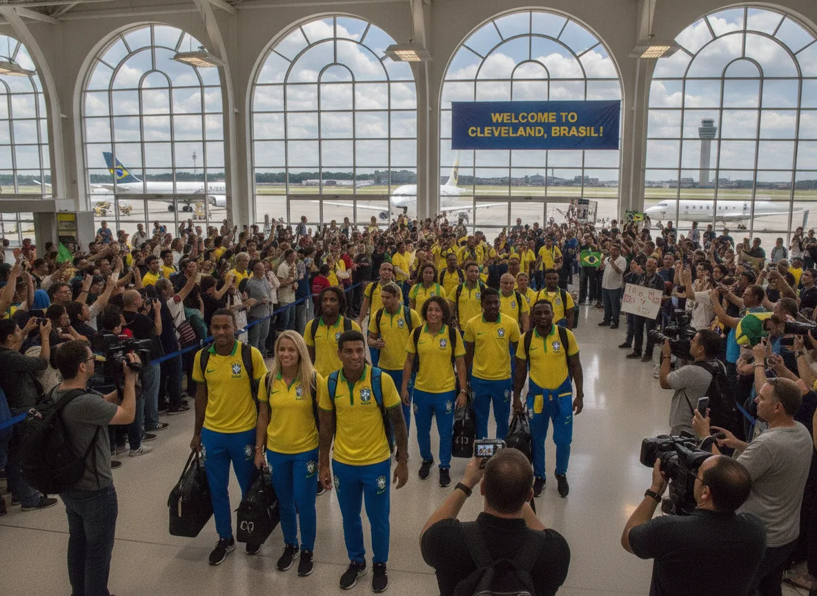 Jogadores da Seleção Brasileira são recebidos por fãs no aeroporto de Cleveland | Imagine Company - Agência de Marketing e Vendas em Goiânia - GO - BRASIL
