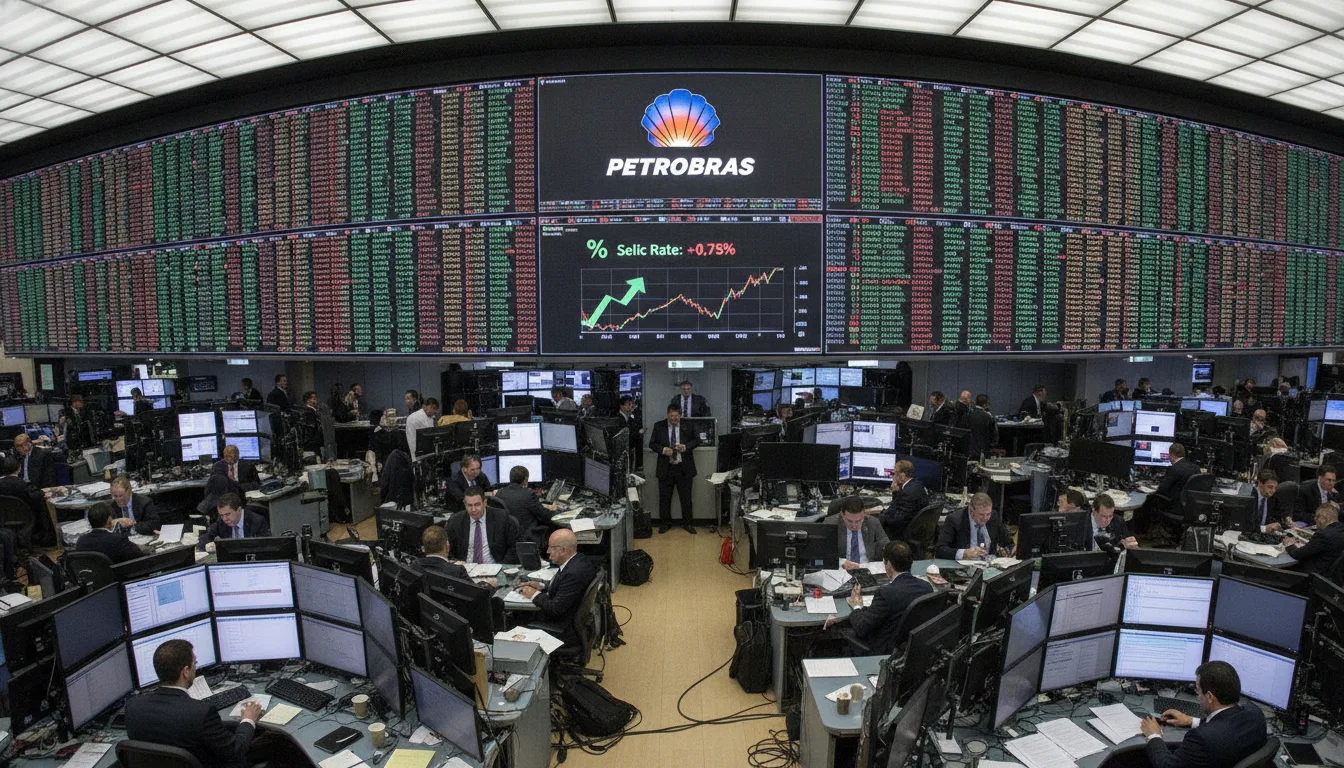 Corretoras na bolsa de valores com gráficos da Petrobras e Selic | Imagine Company - Agência de Marketing e Vendas em Goiânia - GO - BRASIL