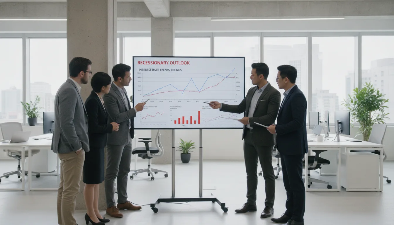 Grupo de executivos analisando gráficos econômicos em escritório moderno | Imagine Company - Agência de Marketing e Vendas em Goiânia - GO - BRASIL