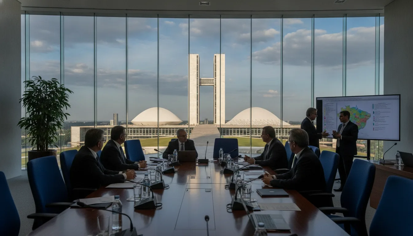 Políticos em reunião no Congresso Nacional com vista para Brasília | Imagine Company - Agência de Marketing e Vendas em Goiânia - GO - BRASIL