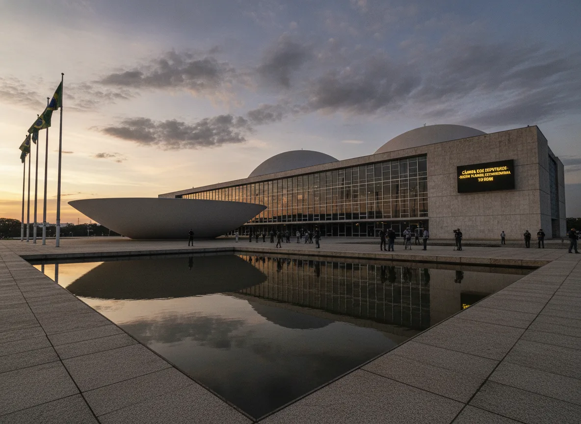 Imagem do Congresso Nacional de Brasília ao entardecer com reflexo na água | Imagine Company - Agência de Marketing e Vendas em Goiânia - GO - BRASIL