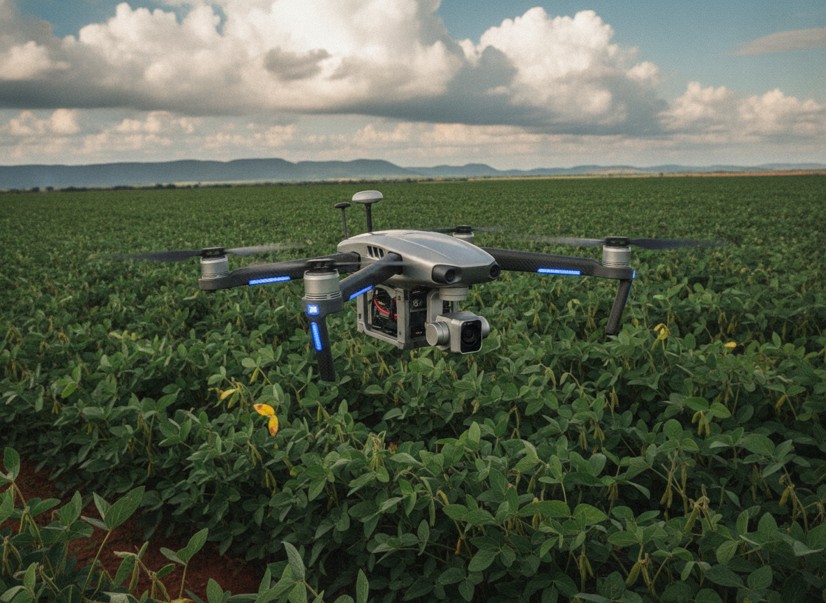 Drone voando sobre plantação de soja em Mato Grosso | Imagine Company - Agência de Marketing e Vendas em Goiânia - GO - BRASIL