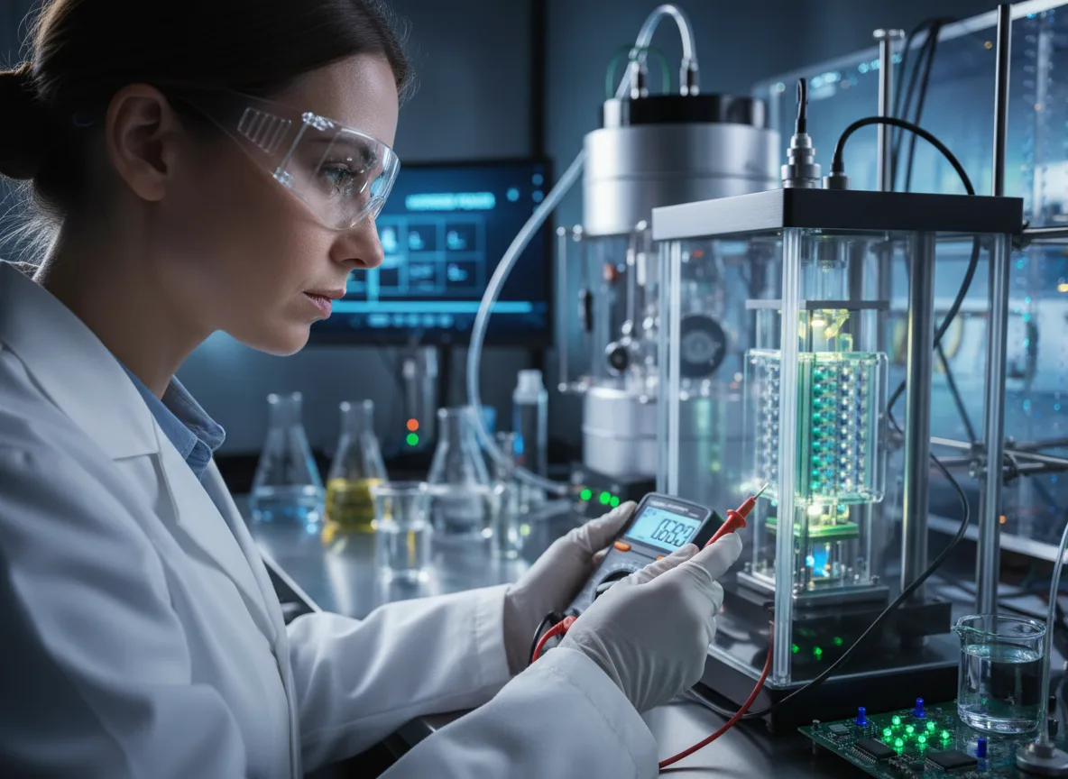 Cientista em laboratório com equipamento de hidrogênio verde | Imagine Company - Agência de Marketing e Vendas em Goiânia - GO - BRASIL