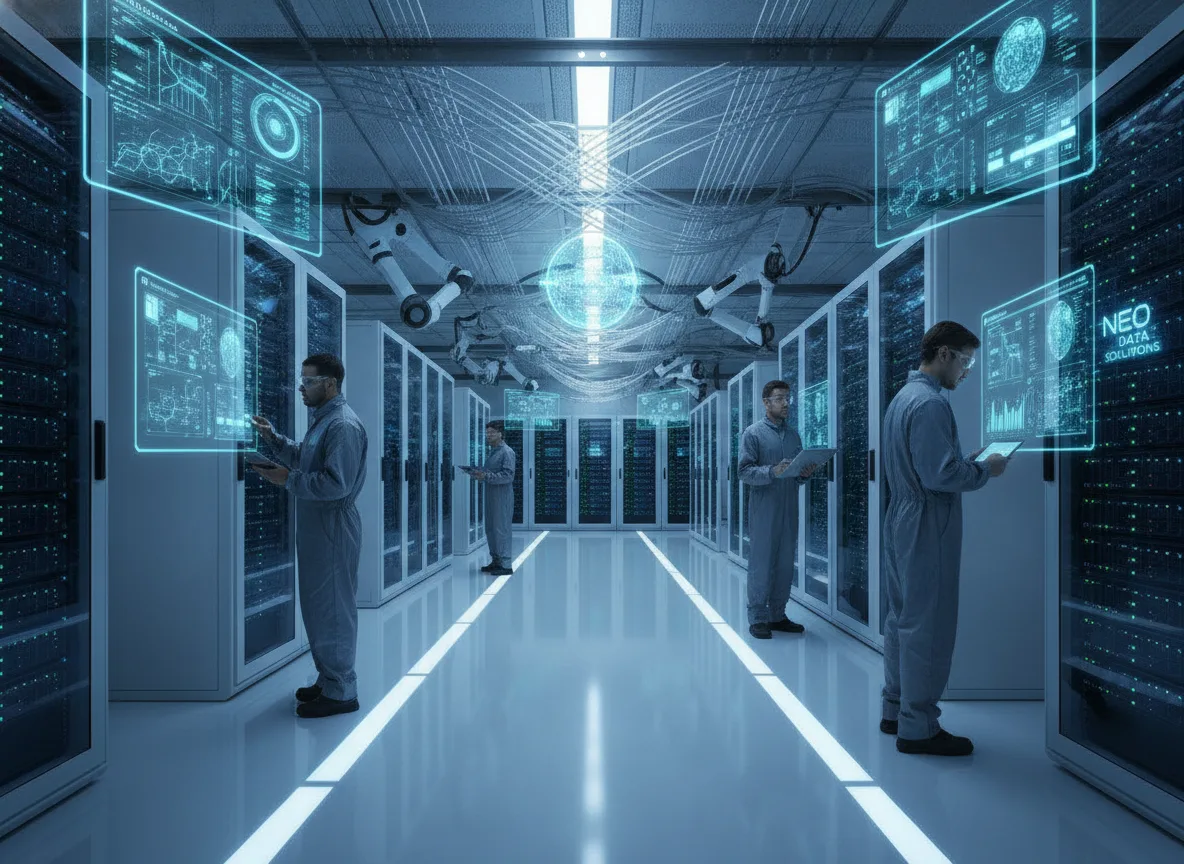 Profissionais trabalhando em data center moderno com tecnologia avançada | Imagine Company - Agência de Marketing e Vendas em Goiânia - GO - BRASIL