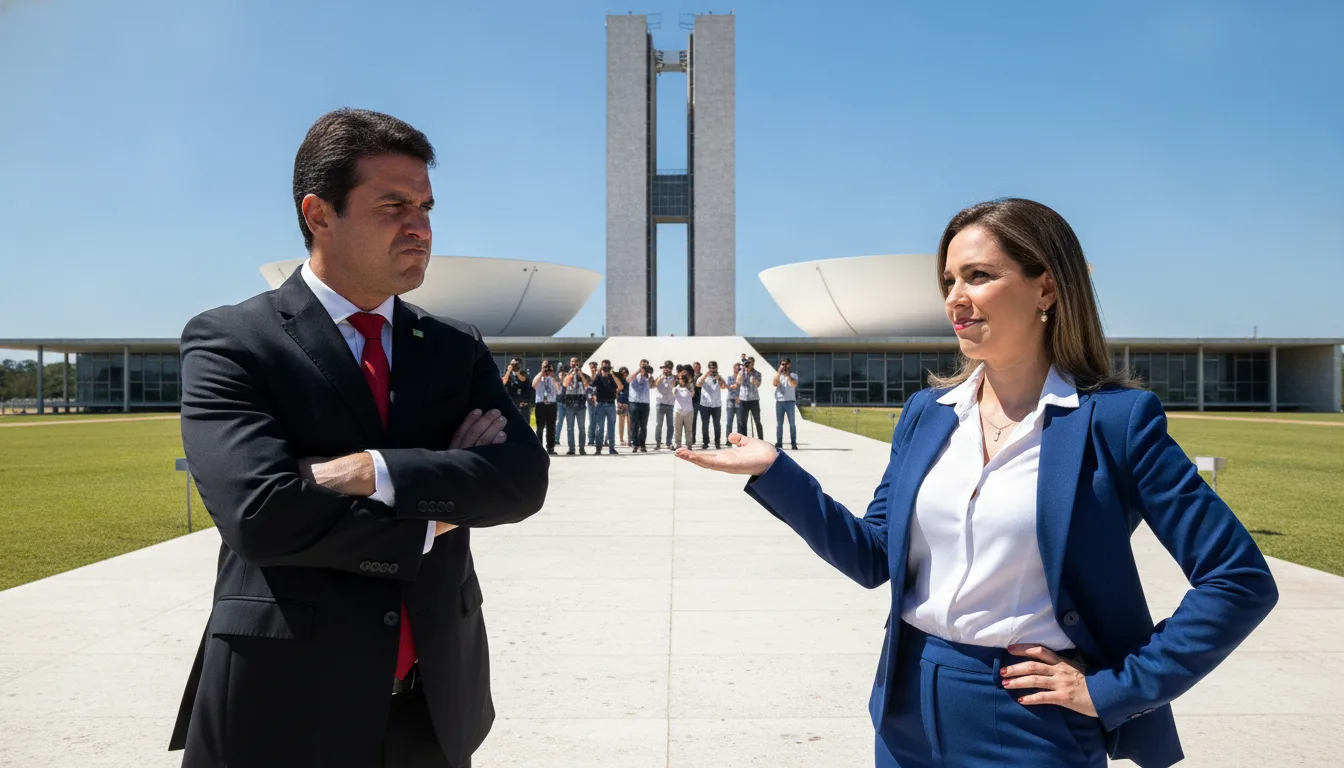 Motta e Alcolumbre em frente ao Congresso Nacional durante disputa eleitoral | Imagine Company - Agência de Marketing e Vendas em Goiânia - GO - BRASIL